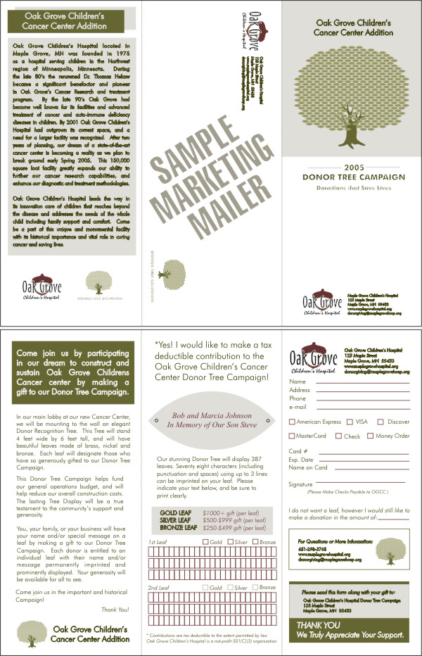 sample fundraising donor tree marketing mailer